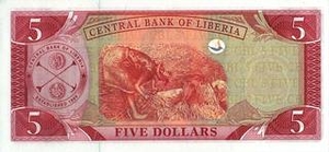 LRD либерийский доллар 5 либерийских долларов - оборотная сторона