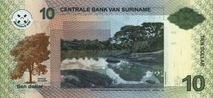 SRD суринамский доллар 10 суринамских долларов - оборотная сторона