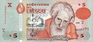 UYU уругвайское песо 5 уругвайских песо 