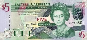 XCD восточно-карибский доллар 5 Антигуа – Барбудасский долларов  