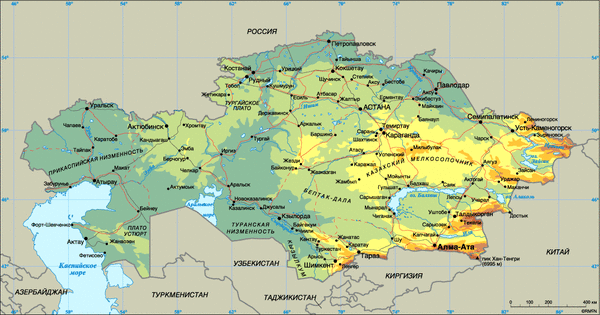 Карта Казахстана на русском. Карта Казахстана на русском языке