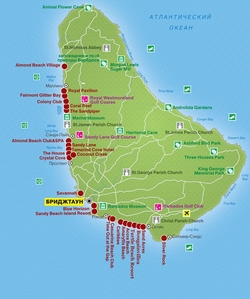 Карта Барбадоса с курортами