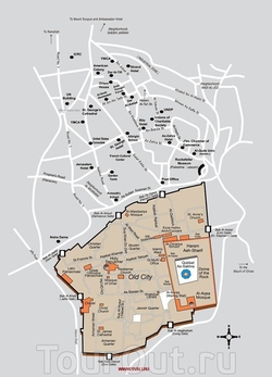 Расположение Старого города на карте Иерусалима