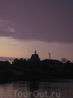 Церковь из фильма Павла Лунгина "Остров" на фоне заката.
