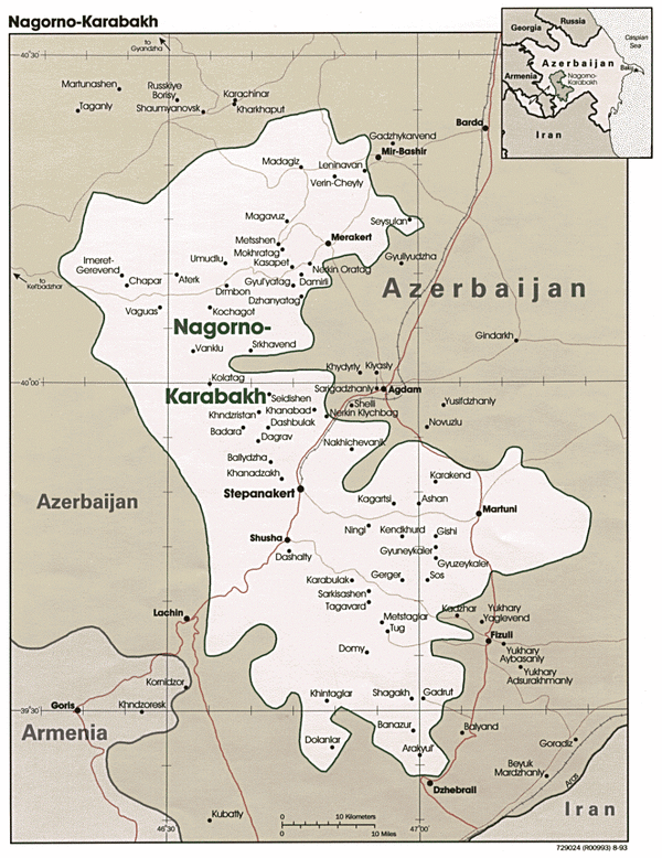 Карта Нагорного Карабаха. Подробная карта Нагорного Карабаха
