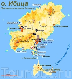 Карта Ибицы на русском языке