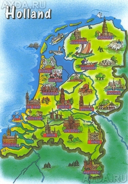 Карта Голландии с городами