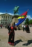 Представители саамского народа также празднуют День Независимости Норвегии - 17 мая. У Королевского дворца с национальным флагом саамов. Осло. 
Foto: ...