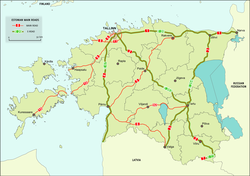 Карта Эстонии с дорогами