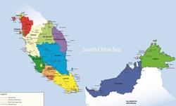 Карта Малайзии с султанатами