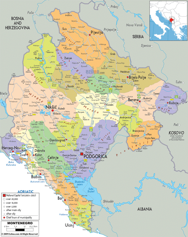 Карта Черногории. Подробная карта Черногории