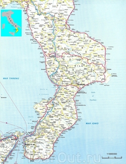 Карта Калабрии