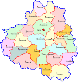 Карта Тульской области по районам