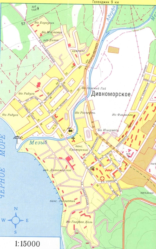 Карта Дивноморского. Подробная карта Дивноморского