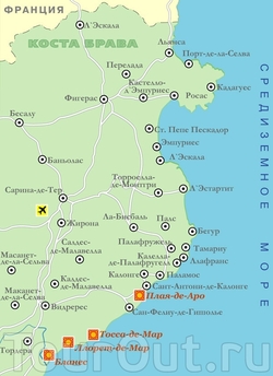 Карта Коста Бравы на русском языке