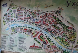 Карта Ужгорода с достопримечательностями