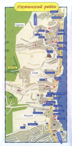 Карта Хосты с отелями