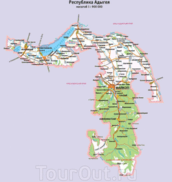 Карта Адыгеи с автодорогами