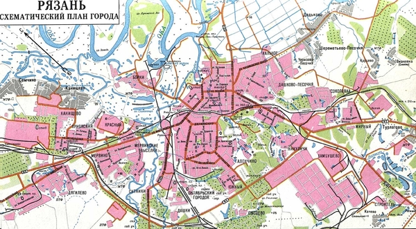 Карта города Рязань. Карта-схема города Рязань