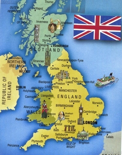Карта Великобритании с достопримечательностями