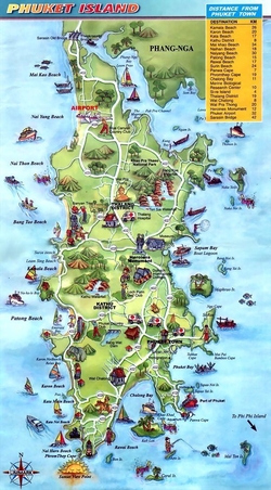 Карта Пхукета с достопримечательностями