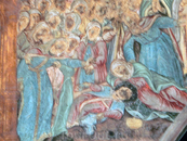 Фрагмент храмовой росписи - сцена плача над убитым царевичем.