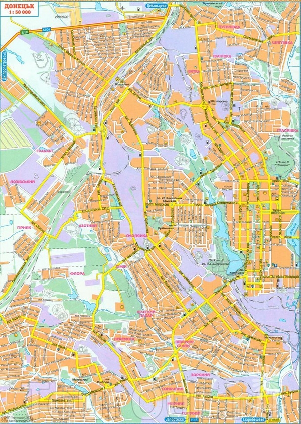 Карта Донецка. Подробная карта Донецка