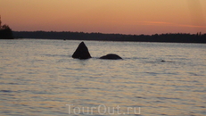 Камень на Гимольском озере напоминает пирамидку.