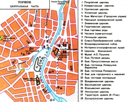 Центральная часть Торжка на карте