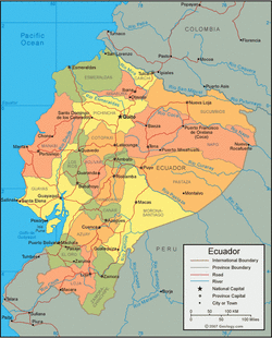 Карта Эквадора с провинциями