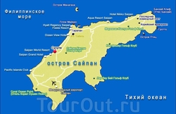 Карта острова Сайпан с отелями