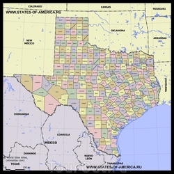 Карта Техаса по округам