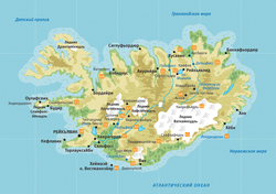 Карта Исландии с городами