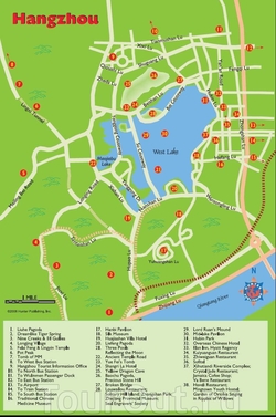 Карта Ханчжоу с достопримечательностями