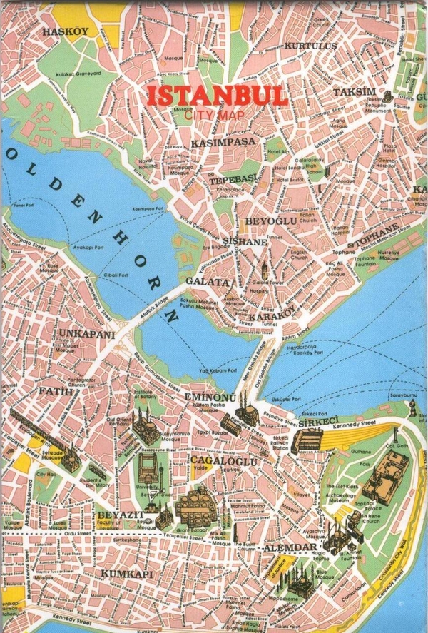 Карта Стамбула с достопримечательностями. Карта достопримечательностей Стамбула