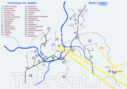 Карта отелей Домбая