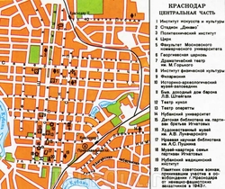 Карта Краснодара с достопримечательностями