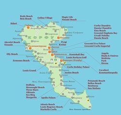 Карта отелей Корфу