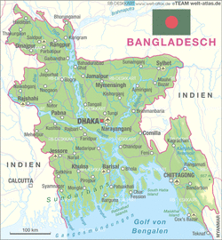 Карта Бангладеша с городами