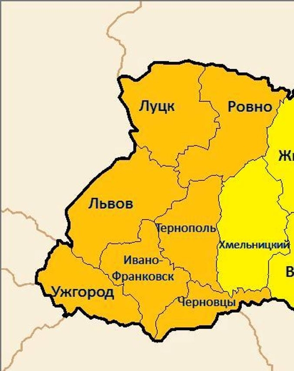 Карта областей Западной Украины. Карта Западной Украины с областями