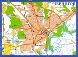 Карта Чернигова с достопримечательностями