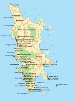 Карта Пхукета с отелями