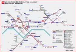 Карта трамвайных линий Кракова