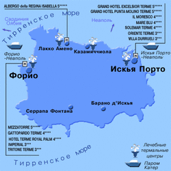 Карта Искьи с отелями