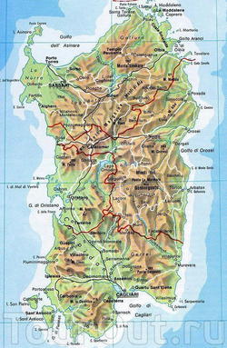 Топографическая карта Сардинии