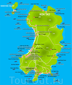Карта Ко Тао с отелями