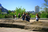 От сюда есть пошла земля русская.
Данный камень находится возле исторического музея Киева на улице Десятинная, здесь же находится фундамент Десятинной ...