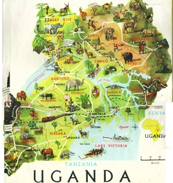 Карта Уганды с достопримечательностями