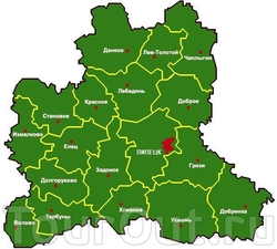 Карта Липецкой области по районам