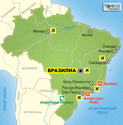 Карта Бразилии с курортами